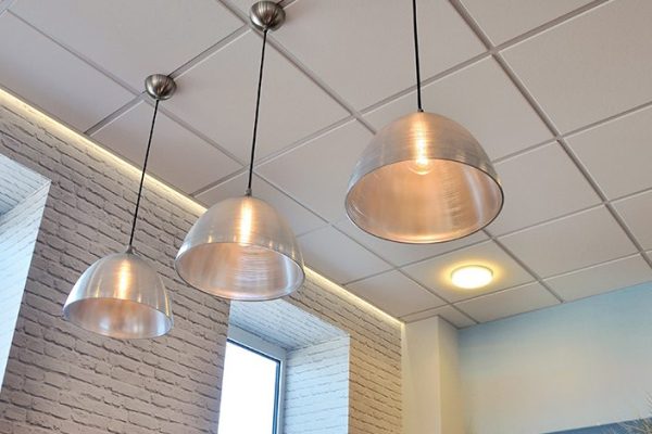 Modern lighting from suspended ceiling