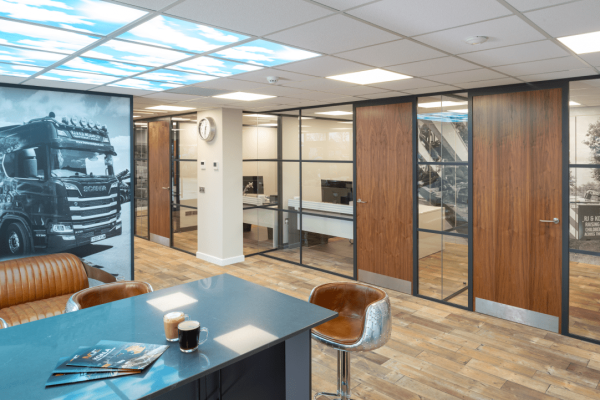 Office fit out and glass partitions in Shaftesbury with break area