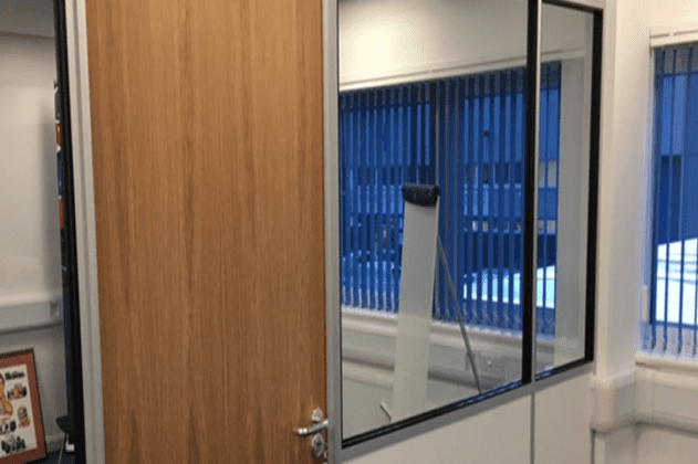 Glass window in partitioned office