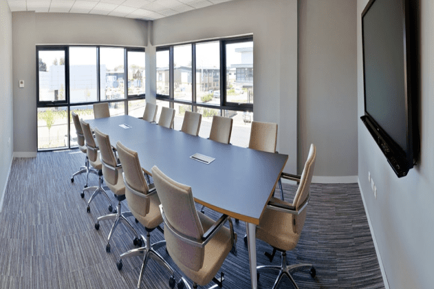 Dark boardroom table in Ringwood office fit out