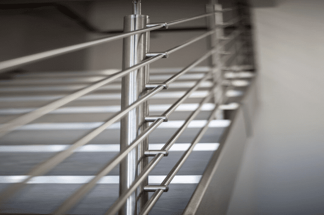 Metal banister on staircase
