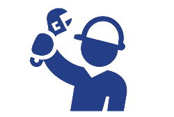 Workman with tool icon